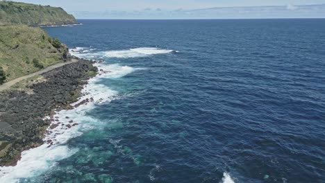 rocky coast of santo antonio, sao miguel of azores islands