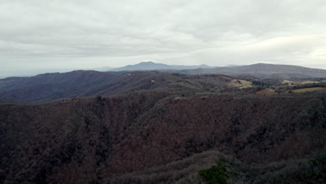 slow long aerial push into grandfather mountain nc, north carolina near boone and blowing rock nc, north carolina