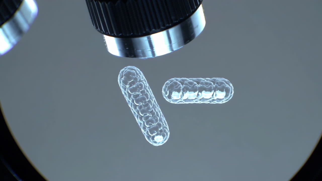 Microscopic view of bacteria under a microscope