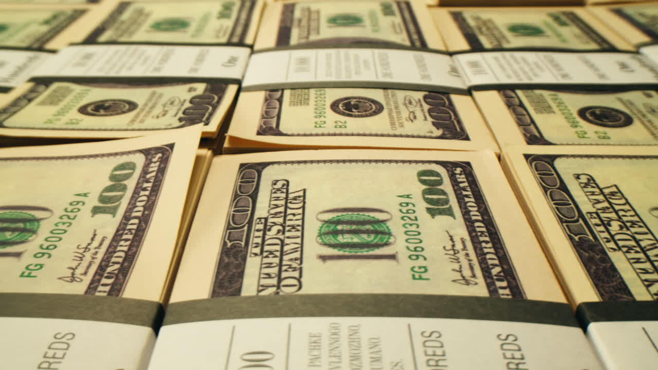 Specialised police officer Counting dollar banknotes in crime lab, conceptual image. High quality 4k footage