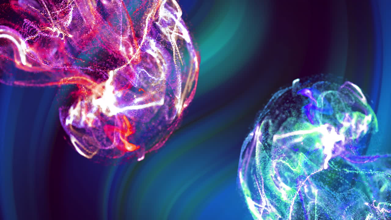 검은 바탕 위에서 움직이는 반 ⁇ 이는 불빛과 파도의 애니메이션