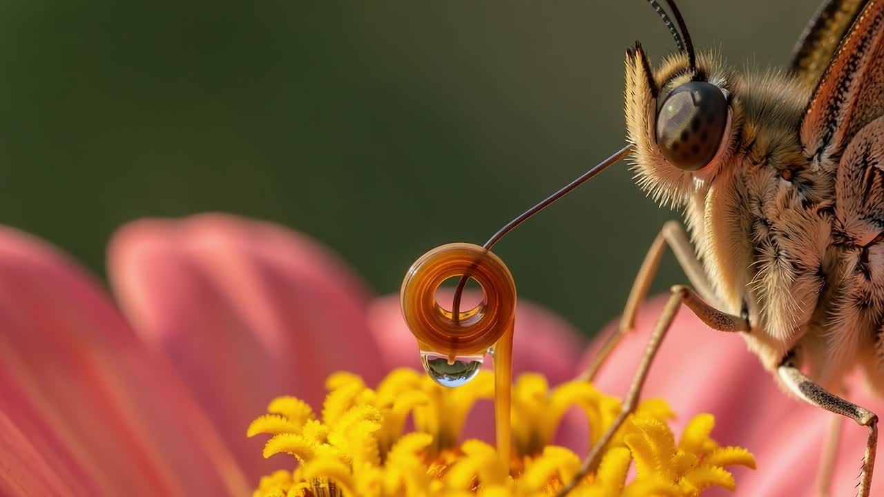 A Remarkable Close-Up of a Butterfly Feeding on a Vibrant Flower, Capturing the Intricacies of Nature's Beauty and the Delicate Relationship Between Flora and Fauna