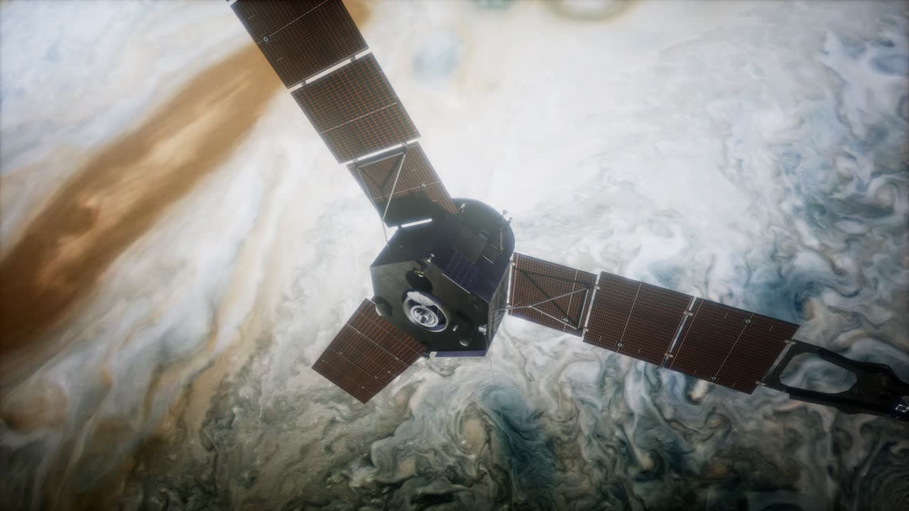 satélite de juno en órbita alrededor de júpiter