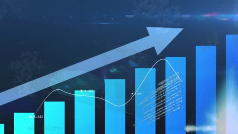 animación del procesamiento de datos financieros sobre un fondo azul