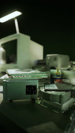 primer plano de las piezas de la computadora en un escritorio