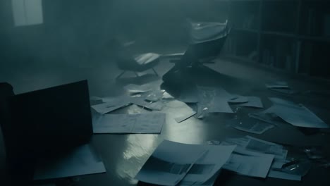 destroyed office