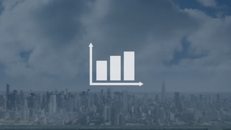 animation of data processing over cityscape