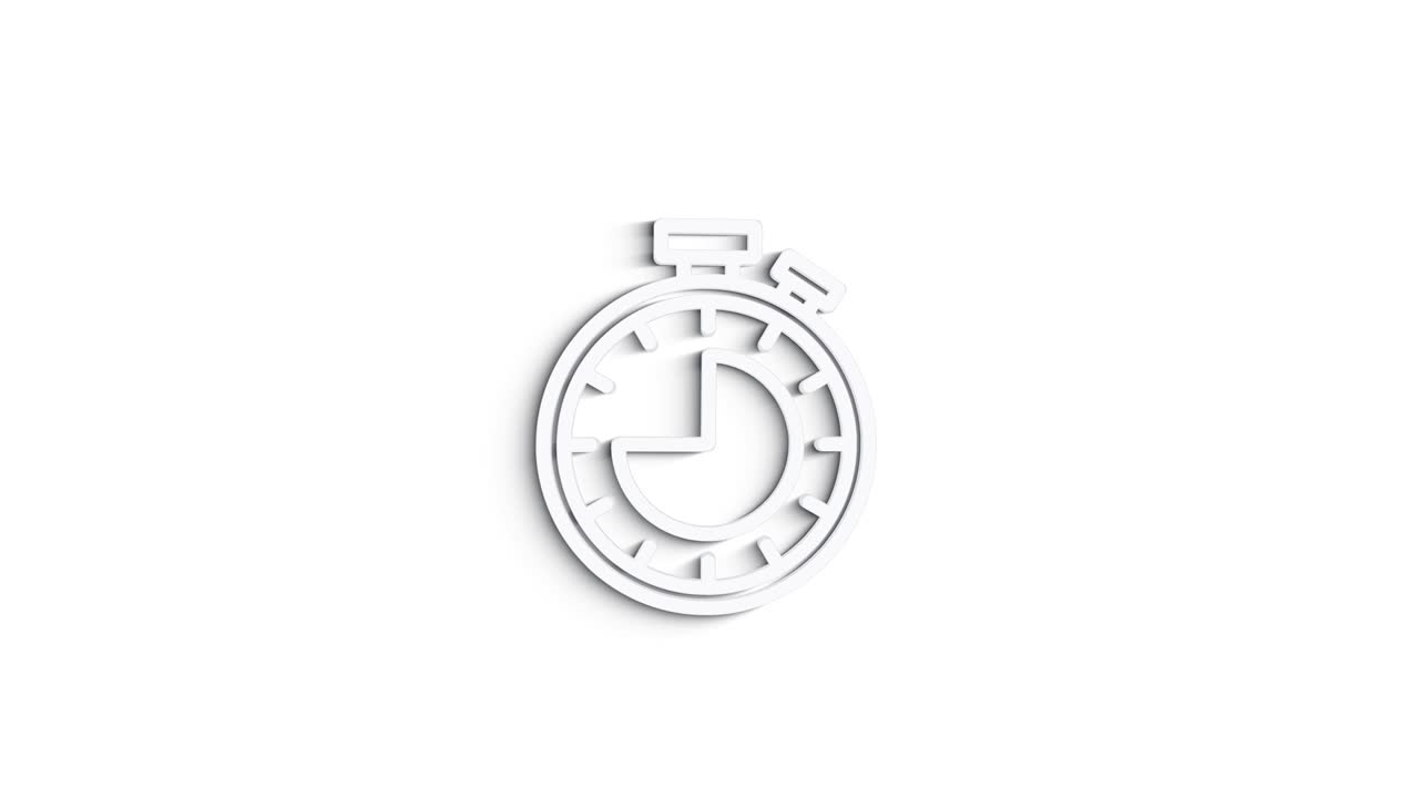 3D Line Icon time and clock Animation on white background. 4k