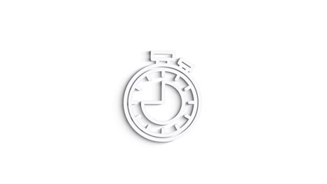 3d line icon time and clock animation on white background. 4k