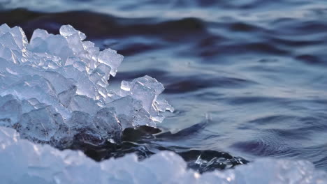 ice fragments on water