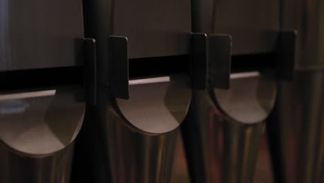 slow motion close up of the opening in multiple organ pipes in a historic church in cornwall, ontario, canada