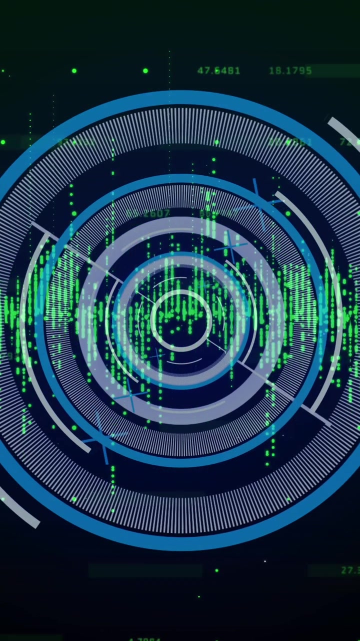 Data loading icon and processing on green graph over black background
