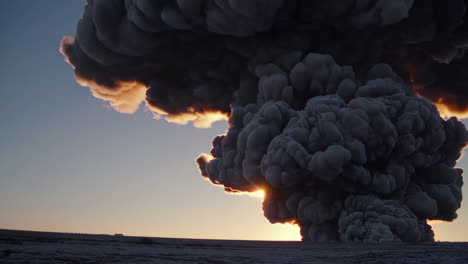 massive smoke plume at sunset