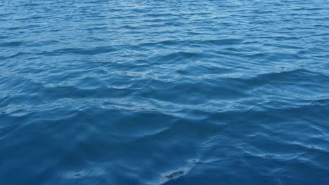 Agua-De-Mar-Azul-Con-Pequeñas-Olas-Mientras-Está-De-Pie-En-Un-Barco-En-Movimiento