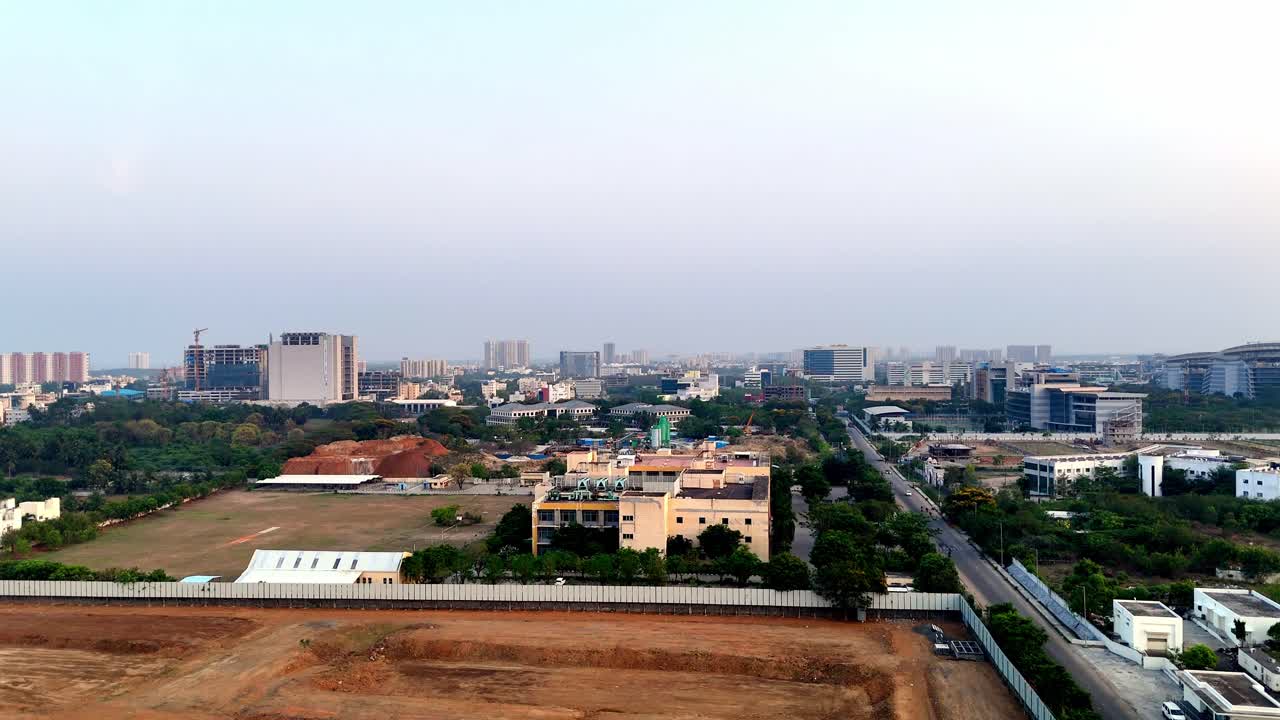 Aerial footage of ready-to-construction ground in India.