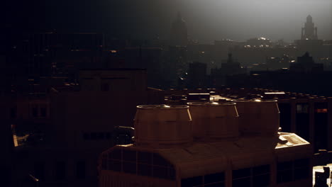 futuristic city skyline at dawn/dusk