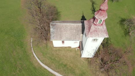 top to bottom shot of saint tomaz church, slovenia