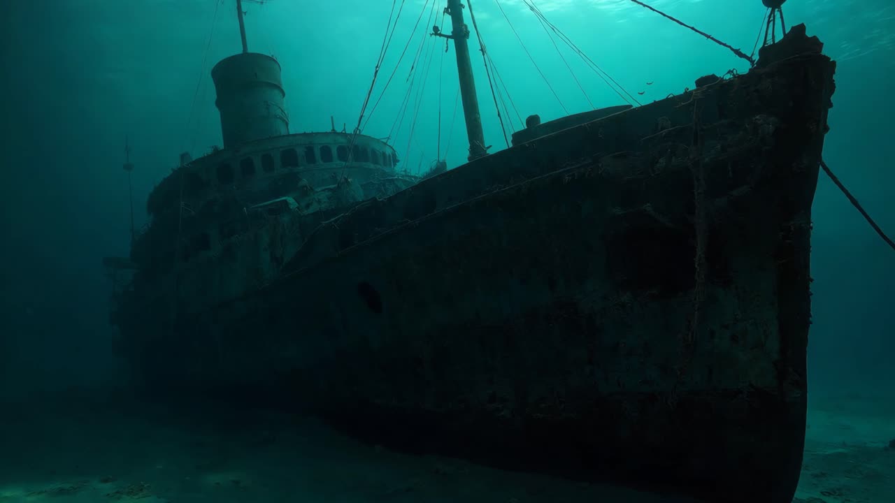 물 에 가라앉은 배 잔해