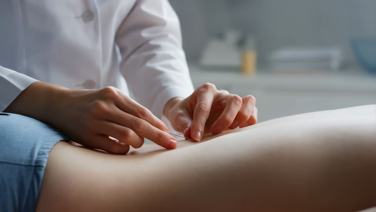 Person Receiving Acupuncture Treatment