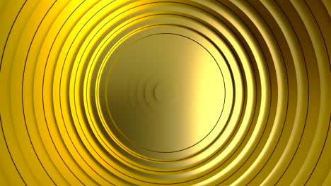 gold abstract pattern of circles with the effect of displacement. gold circles wave gradient seamless loop animation. 3d rendering