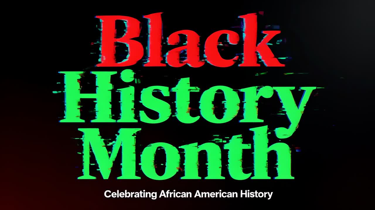 Black History Month displaying on screen at start with subtitle honoring African American history