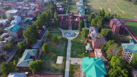 aerial view of a college campus in kashmir, india
