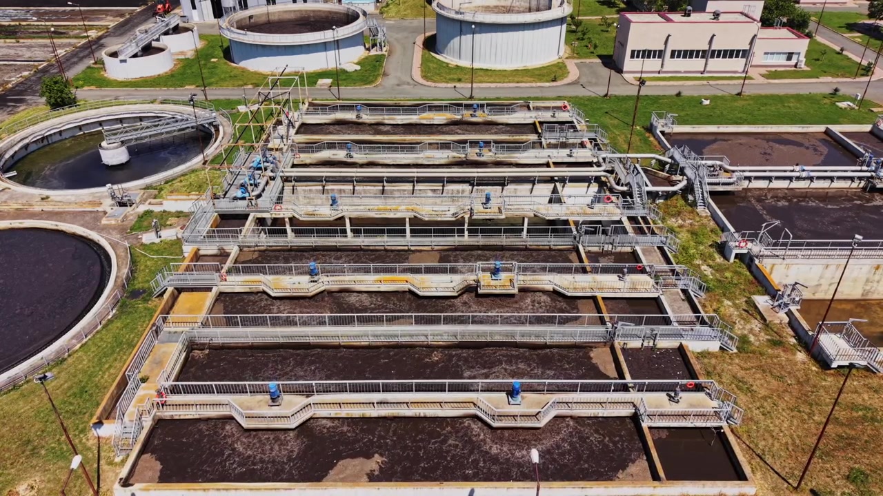Water treatment facility in operation at a wastewater management site