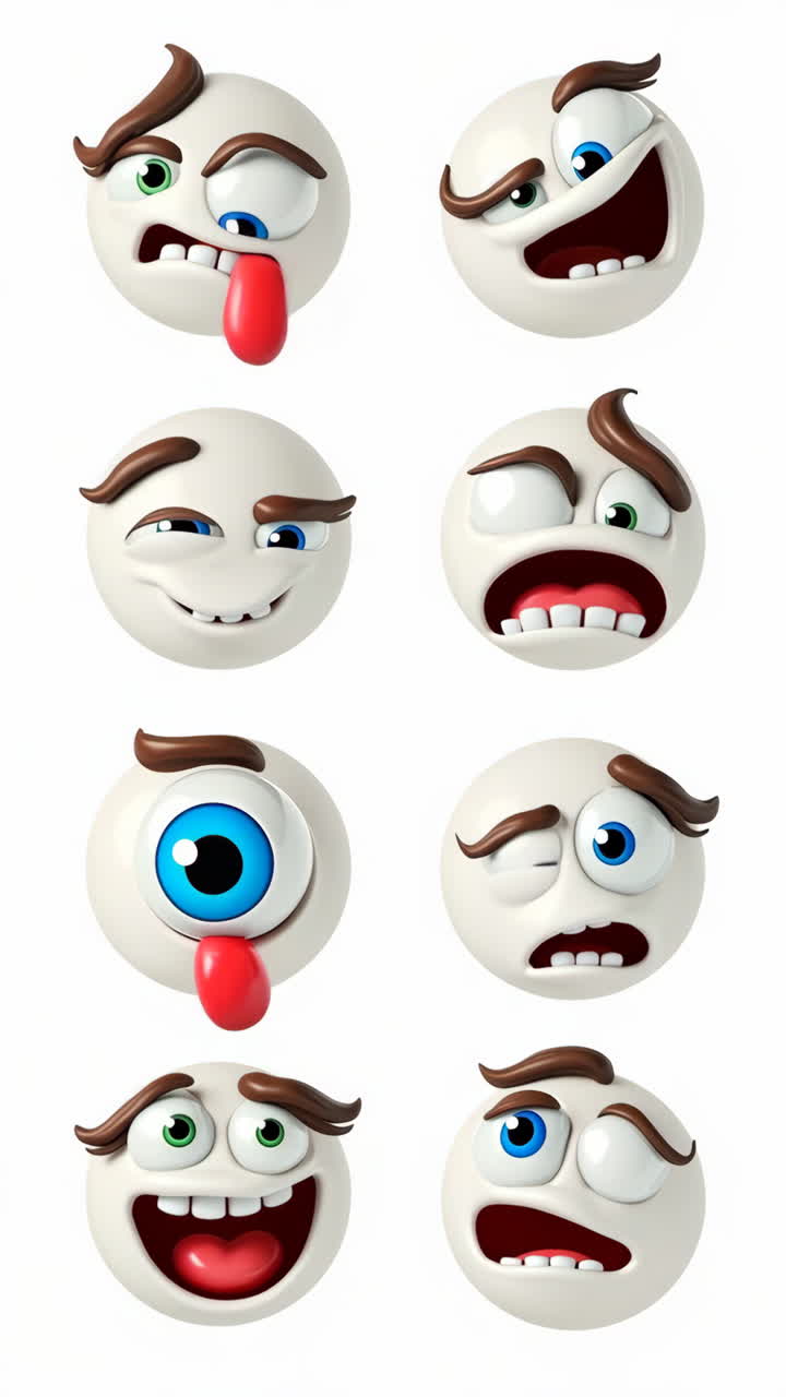 Collection of 3D Animated Emoji Characters Displaying Various Expressions