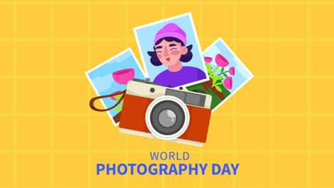 motion graphic de ilustración plana para la celebración del día mundial de la fotografía