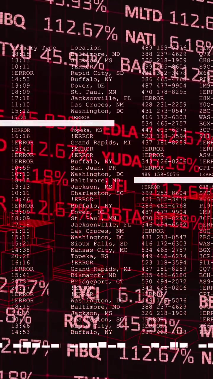 Animation of data processing over black background