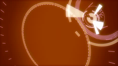 red abstract round animation, hi-tech background with circles. futuristic sci-fi hud effect.