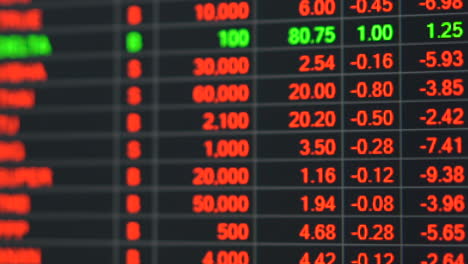 stock market price board in economic crisis.