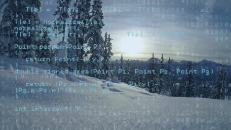 Programmcodes-Und-Schneebedeckter-Berg