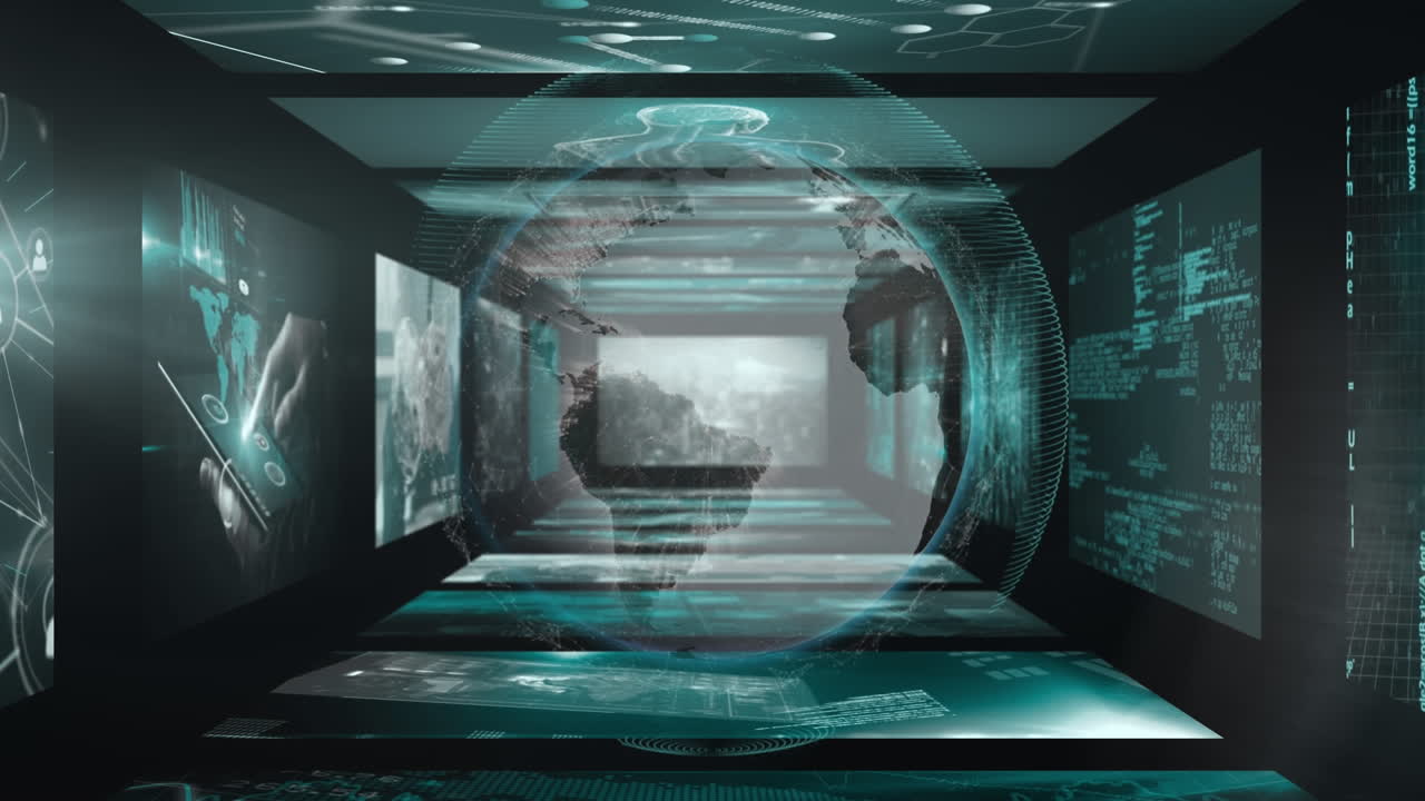 스 ⁇  스캐닝과 글로브에 대한 움직이는 화면의 애니메이션