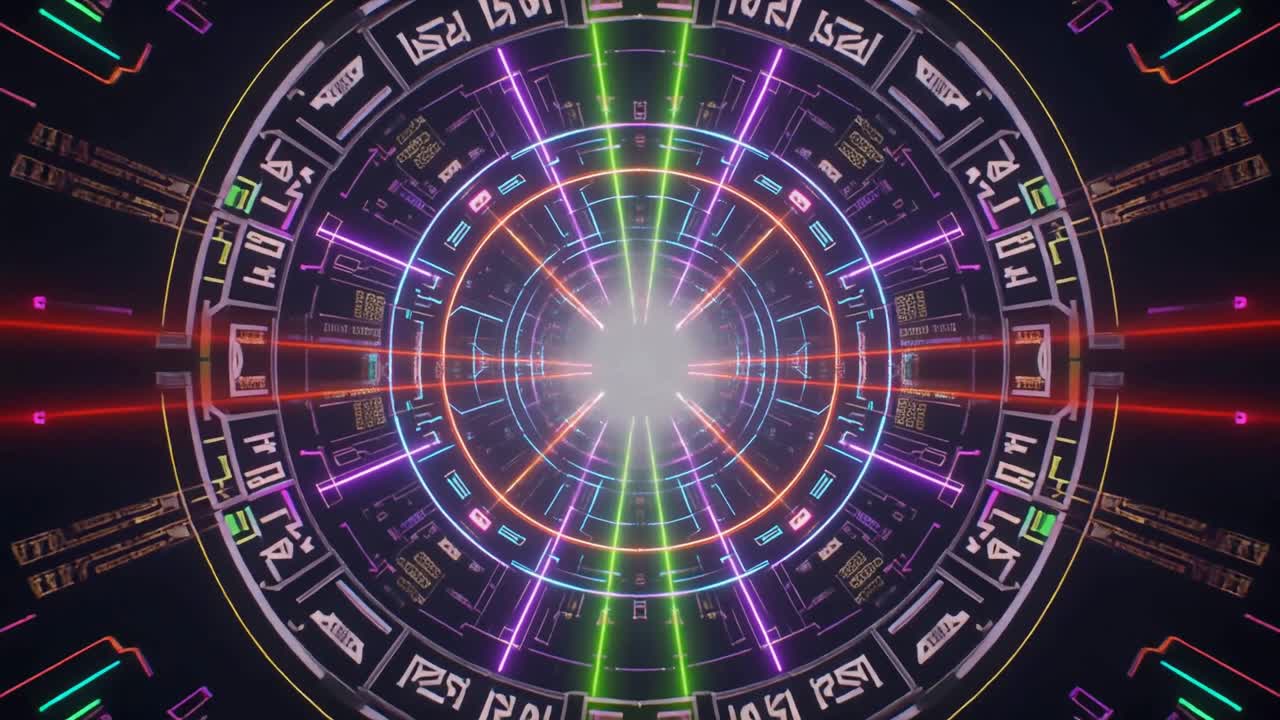 Sfondo dinamico astratto con tunnel di luci al neon