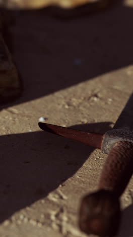 rusty medieval sword on the ground