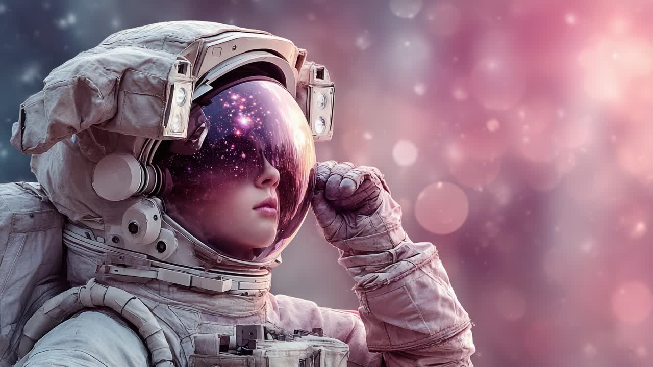 A Cosmic Journey: A Futuristic Astronaut Gazes into the Vastness of Space, Setting the Stage for Exploration and Discovery Beyond Our World