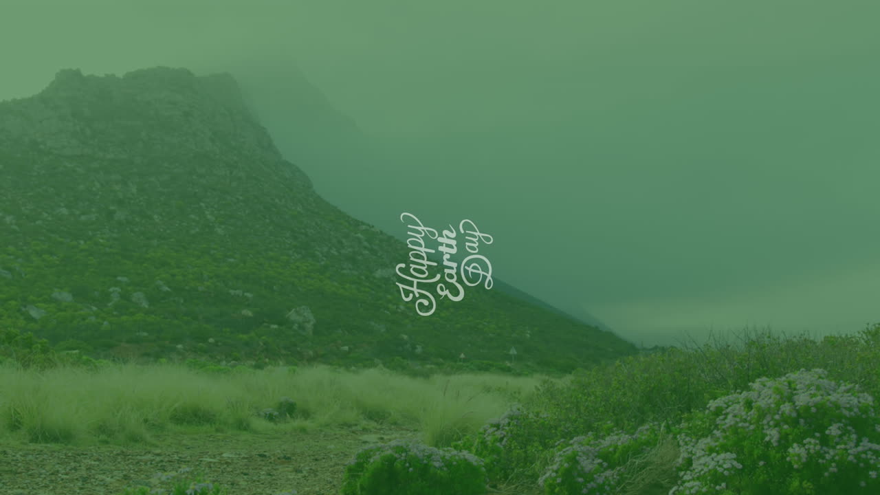 풍경 위에 행복한 지구의 날 텍스트의 애니메이션