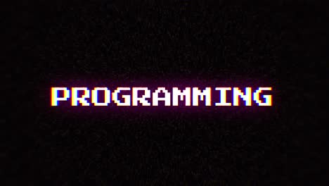 intentional digital artifact injection fx animation, decoding a noisy scambled 8-bit text: programming