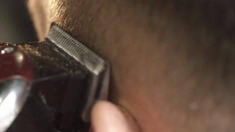 close-up of hair being cut with a clipper