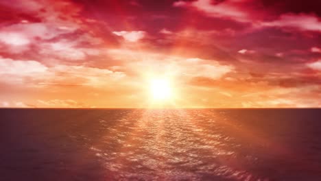 puesta de sol en el océano y nubes (bucle)