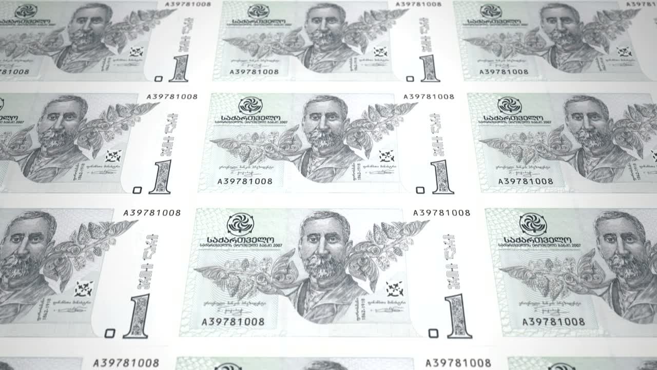 조지아 공화국의 1 그루지아 라리 지폐, 현금, 루프
