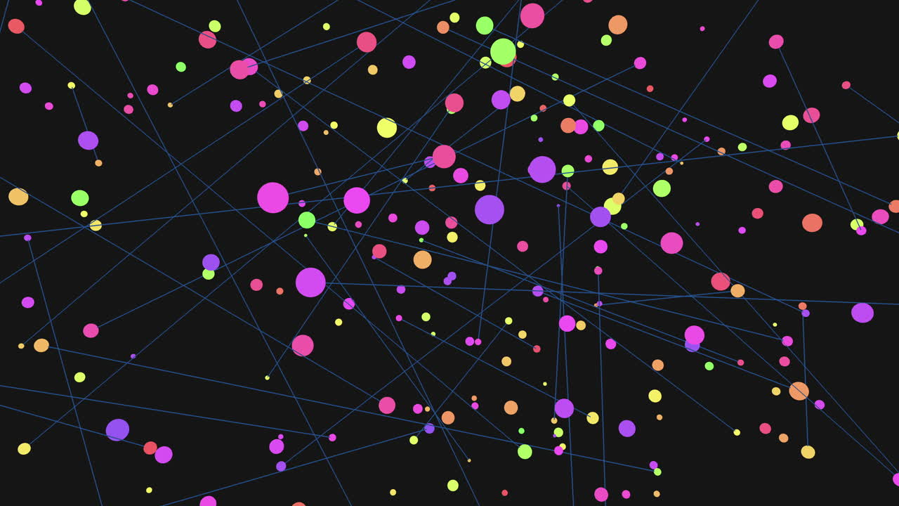 los puntos conectados forman una red circular vívida sobre un fondo negro