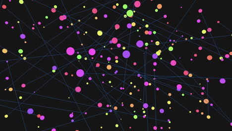 los puntos conectados forman una red circular vívida sobre un fondo negro