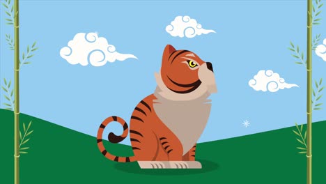 chinese new year tiger in landscape
