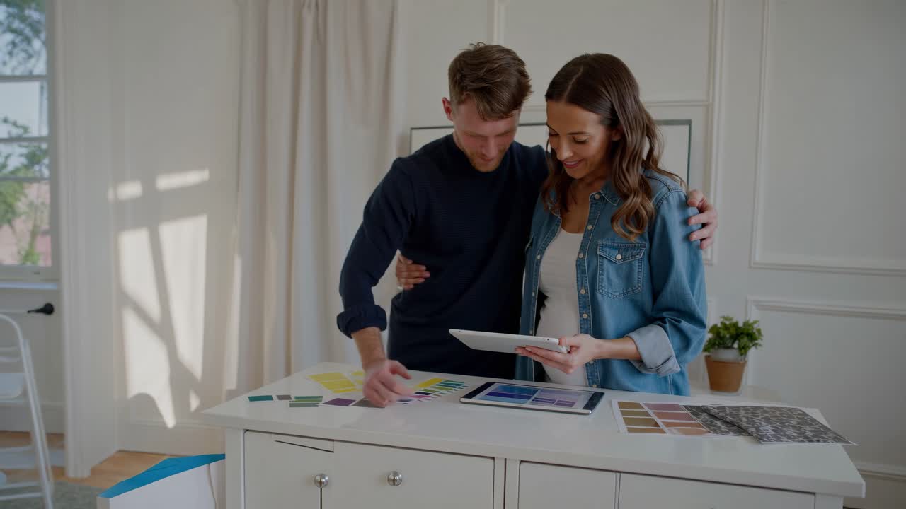 夫婦が家を改修する計画を立てている