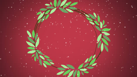 animación de decoración navideña con espacio de copia y nieve cayendo sobre fondo rojo