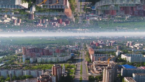 inverted cityscape aerial view