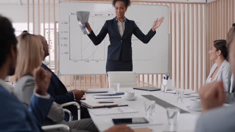 Líder-De-Equipo-De-Mujeres-De-Negocios-Profesionales-Reuniéndose-Con-Colegas-Que-Comparten-Ideas-Creativas-Para-Un-Proyecto-De-Inicio-Que-Discute-La-Estrategia-Corporativa-En-La-Presentación-De-La-Oficina