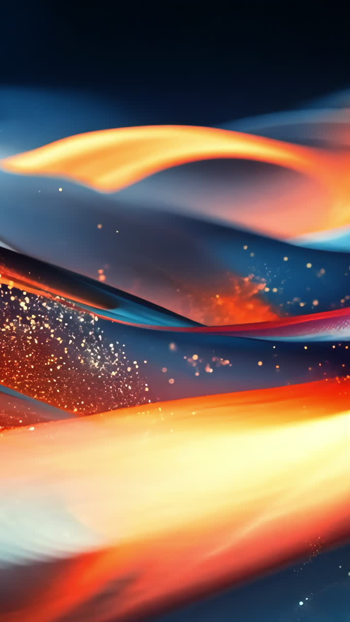 A wave of water with orange and blue colors. The orange color is coming from the fire